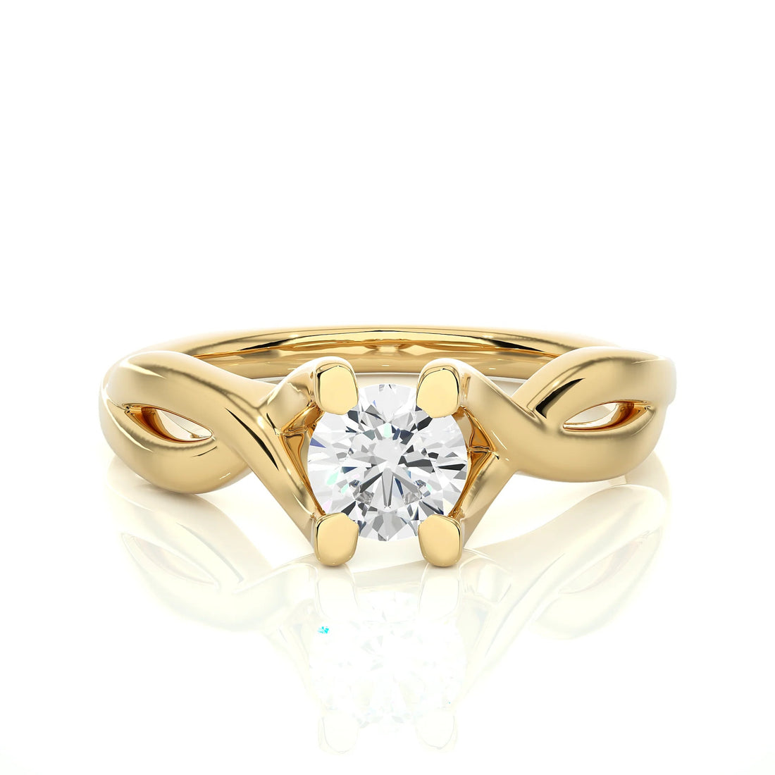 IGI Certified 0.25 - 2.00 Ct EF VS/SI Lab Grown Diamond Twisted Solitaire Engagement Ring / 14K Real Gold Ring