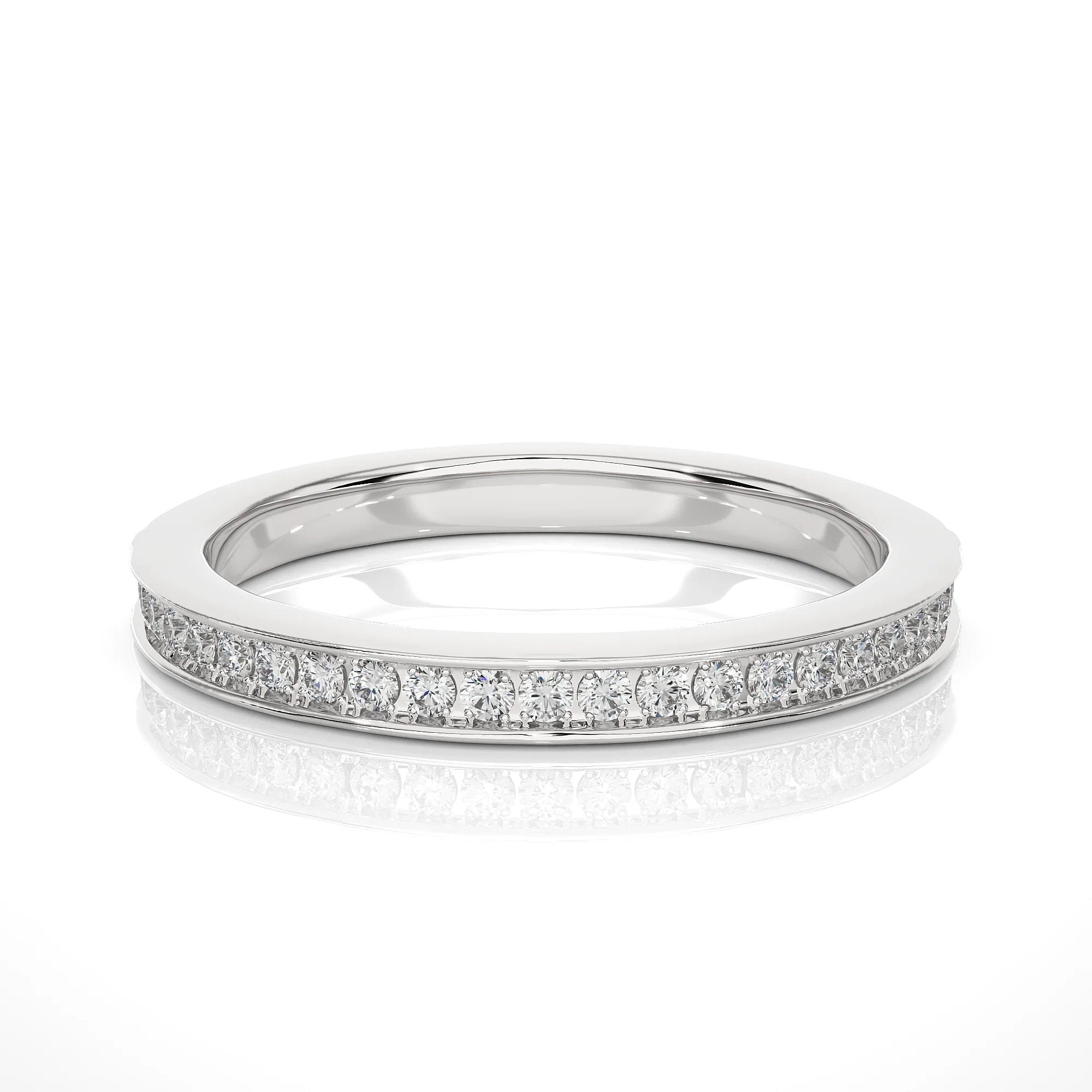 1.75mm Micro Pavé EF VS/SI Lab-Grown Diamond Eternity Ring – Delicate Half Eternity Wedding Band, Stackable Anniversary Gift for Her