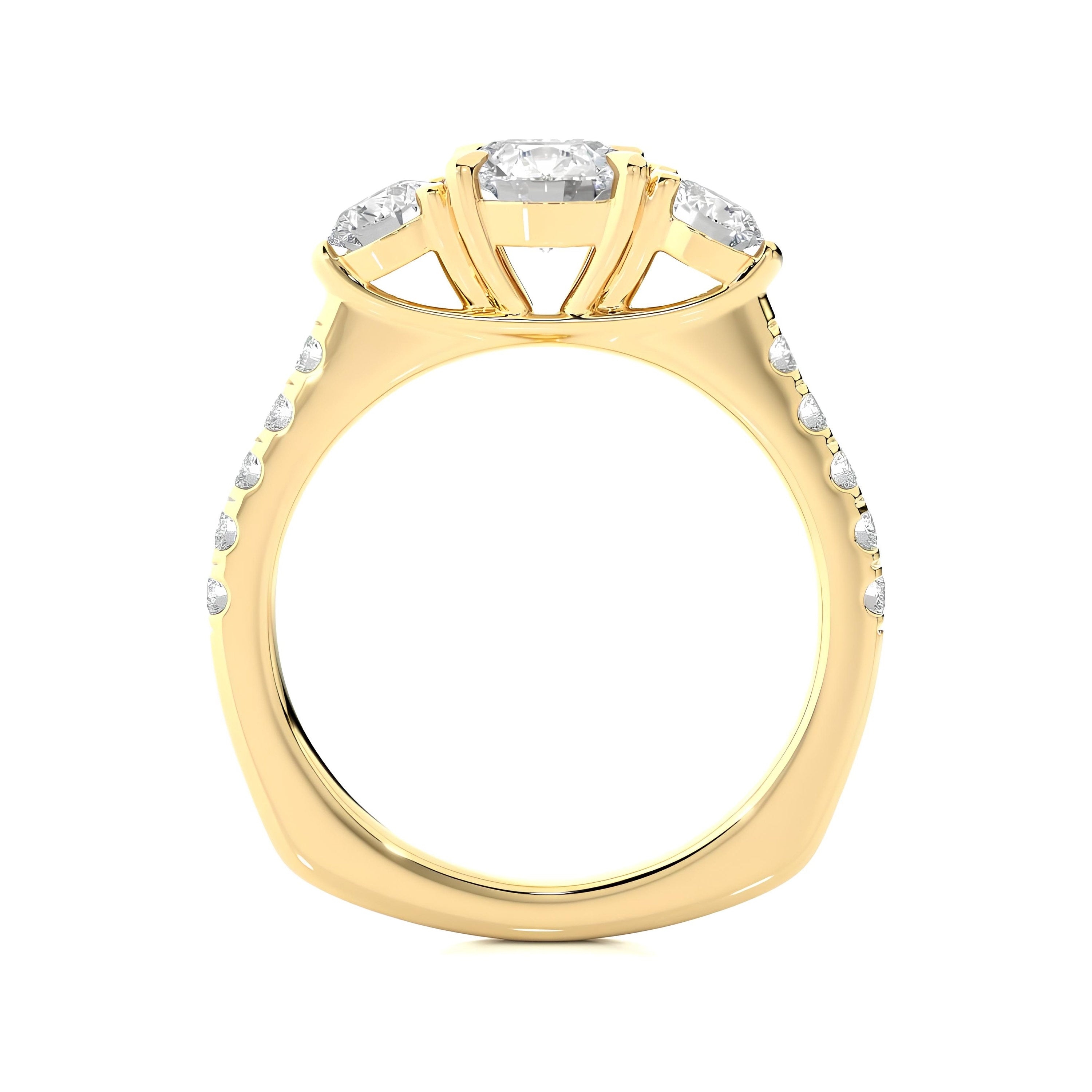 Elegant Trellis Three-Stone Diamond Wedding Ring – Ethically Sourced EF VS/SI Lab-Grown Diamonds – Perfect Engagement or Anniversary Gift in 14K Gold