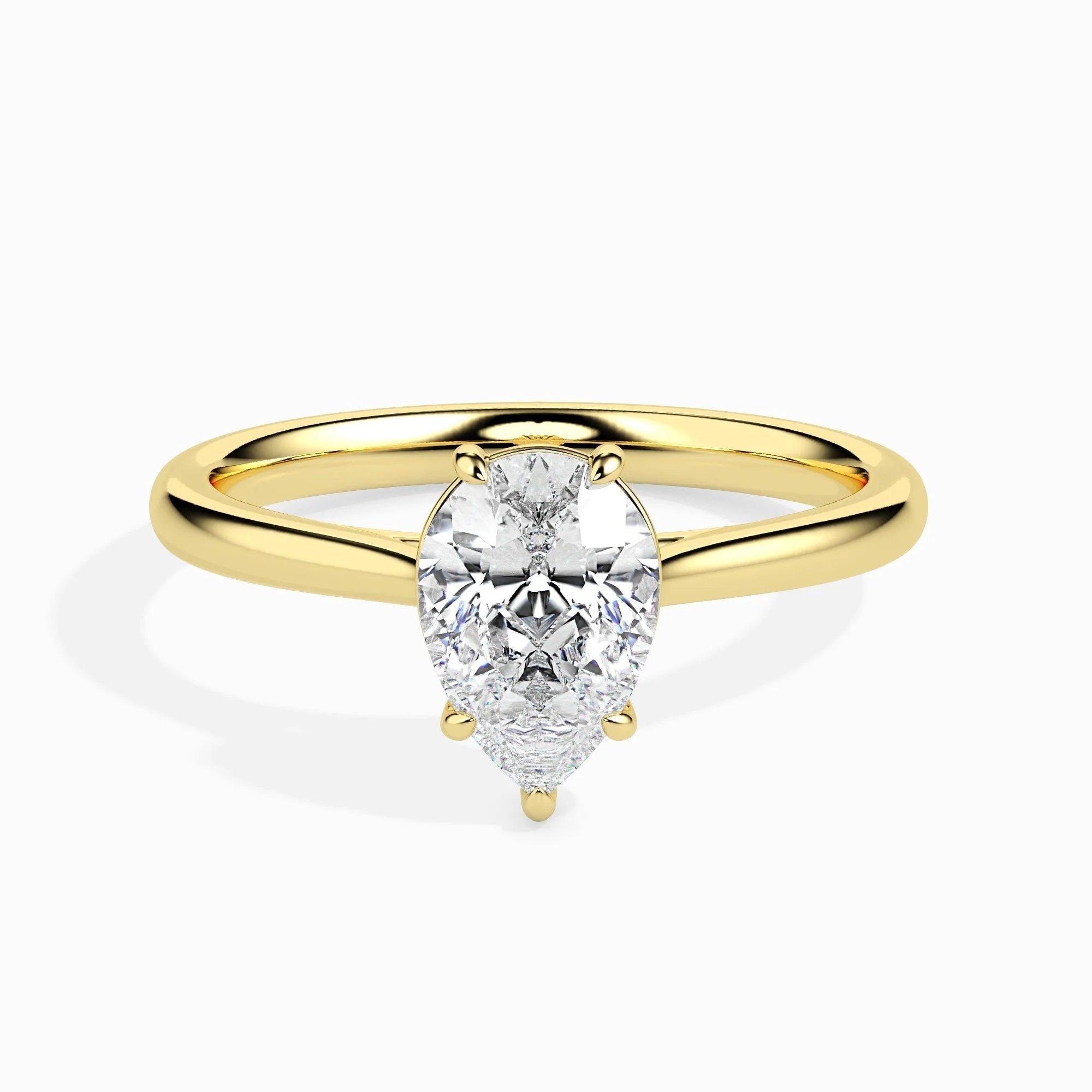 Certified 0.50 Ct Pear-Cut Lab-Grown Diamond Solitaire Engagement Ring – Conflict-Free VS/SI Diamond Set in 14K Real Gold