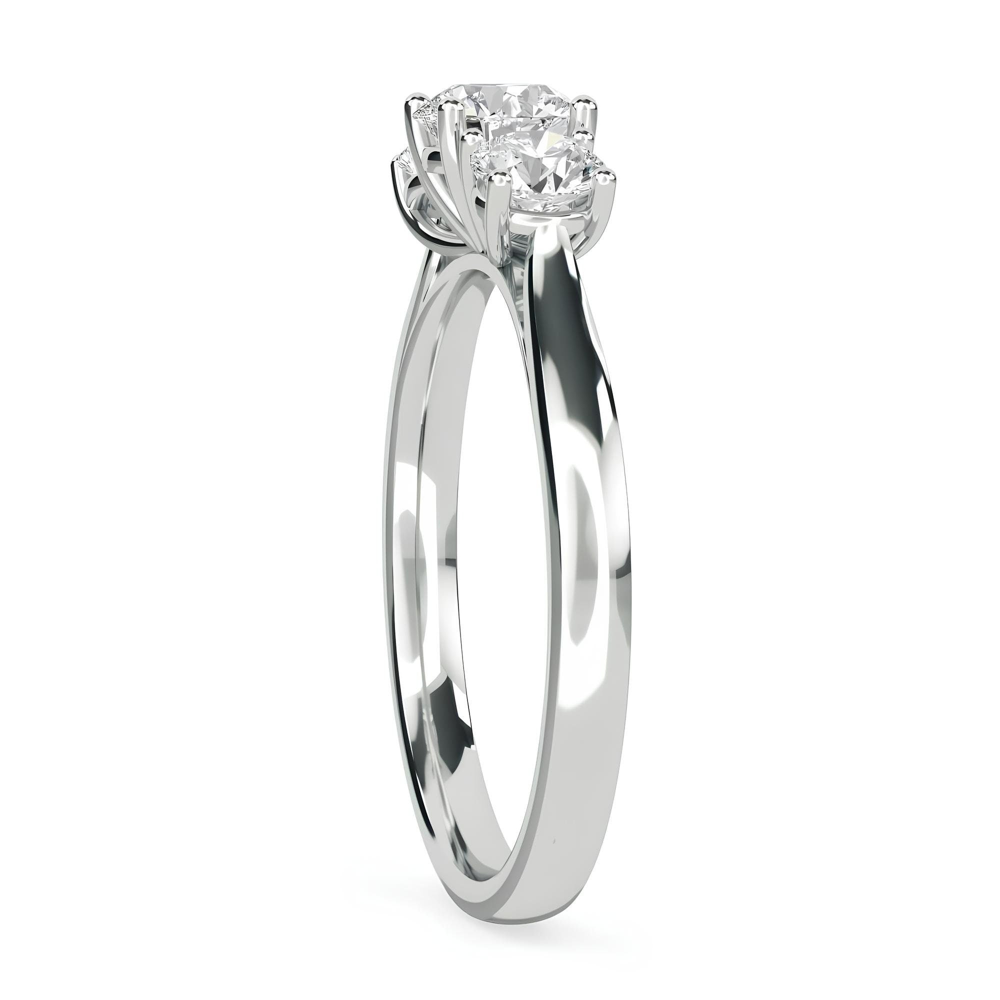 Round Three-Stone Engagement Ring – EF VS/SI Lab-Created Diamonds in 14K Gold | Promise, Wedding, or Gift Ring for Her