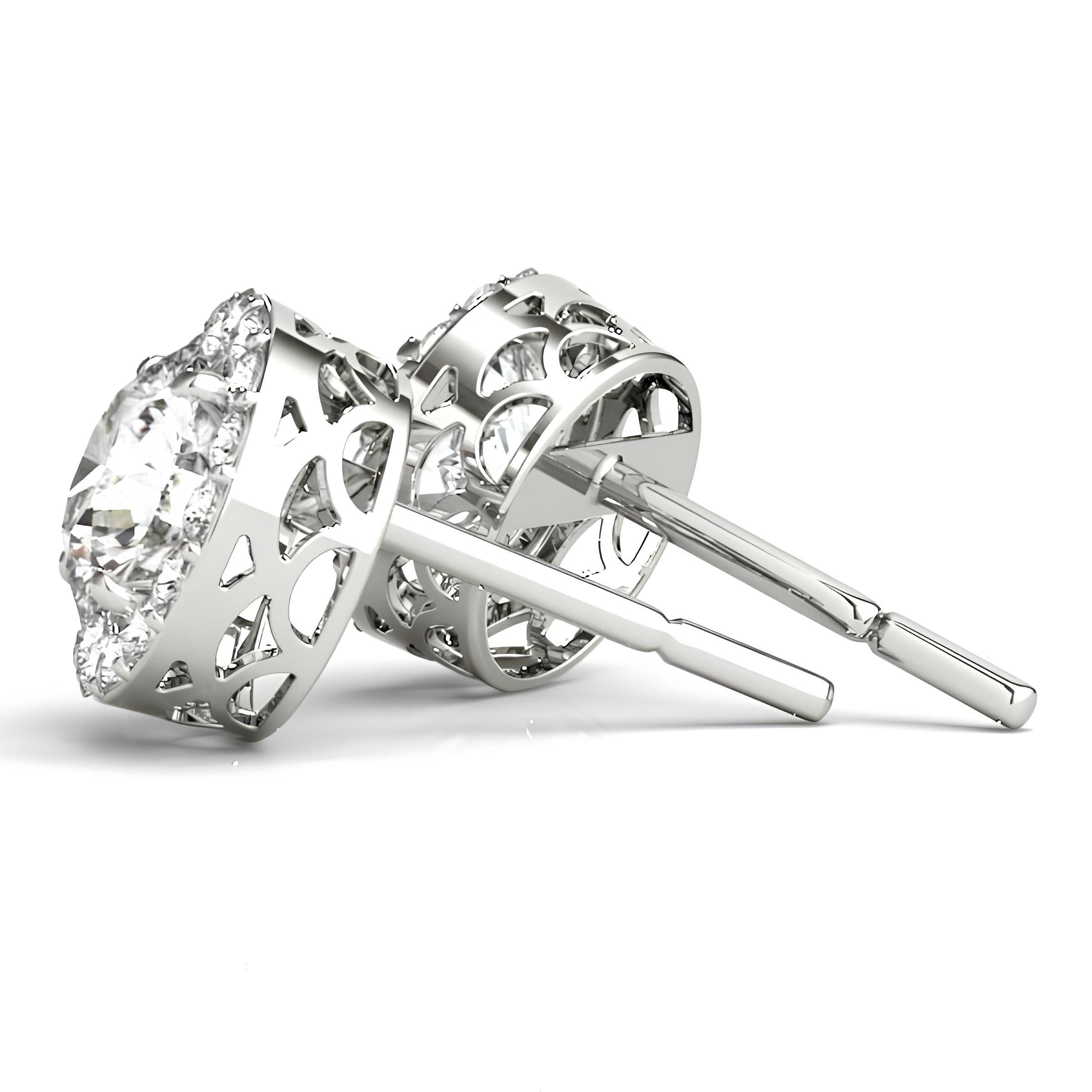 Halo Stud Earrings with 0.25–4.00 Carat Round EF VS/SI Lab-Grown Diamonds 14K Gold Diamond Studs for Women