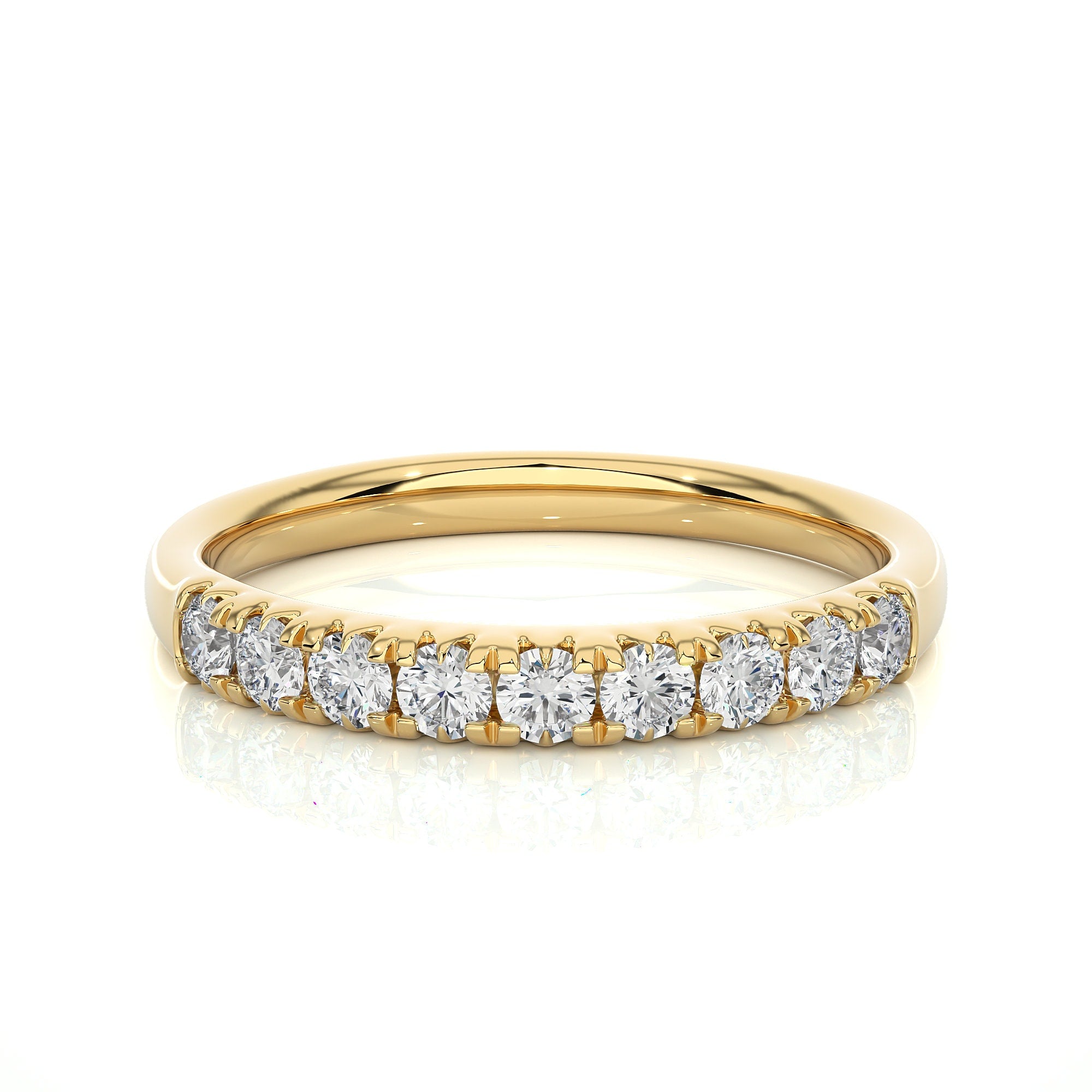 2.50mm EF VS/SI Lab-Grown Round Brilliant Diamond 14K Gold Eternity Band – Pavé-Set Stackable Wedding Ring
