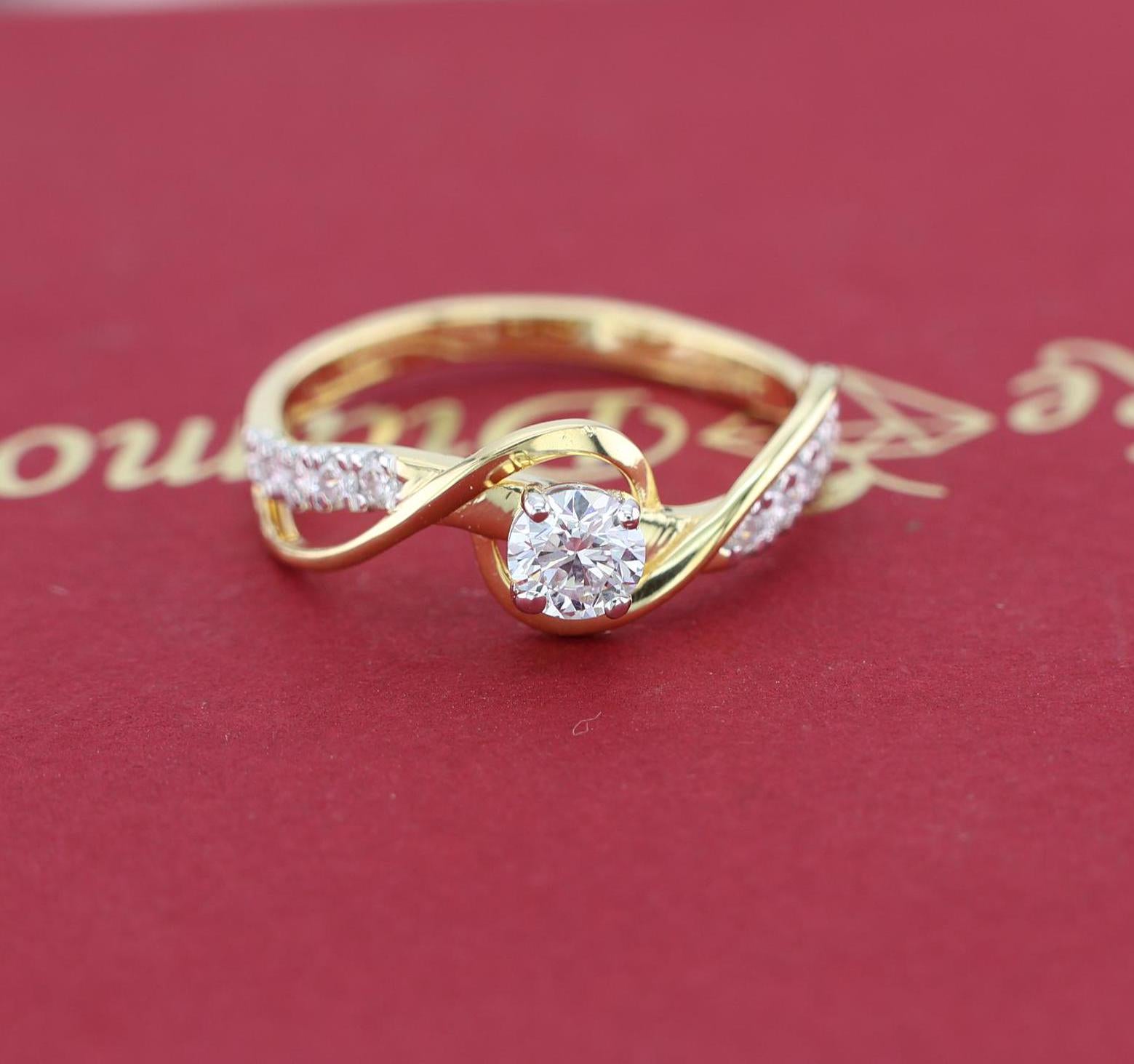 Elegant Twisted Diamond Ring – 14K Solid Gold with EF VS/SI Lab-Created Diamond | Anniversary or Wedding Band