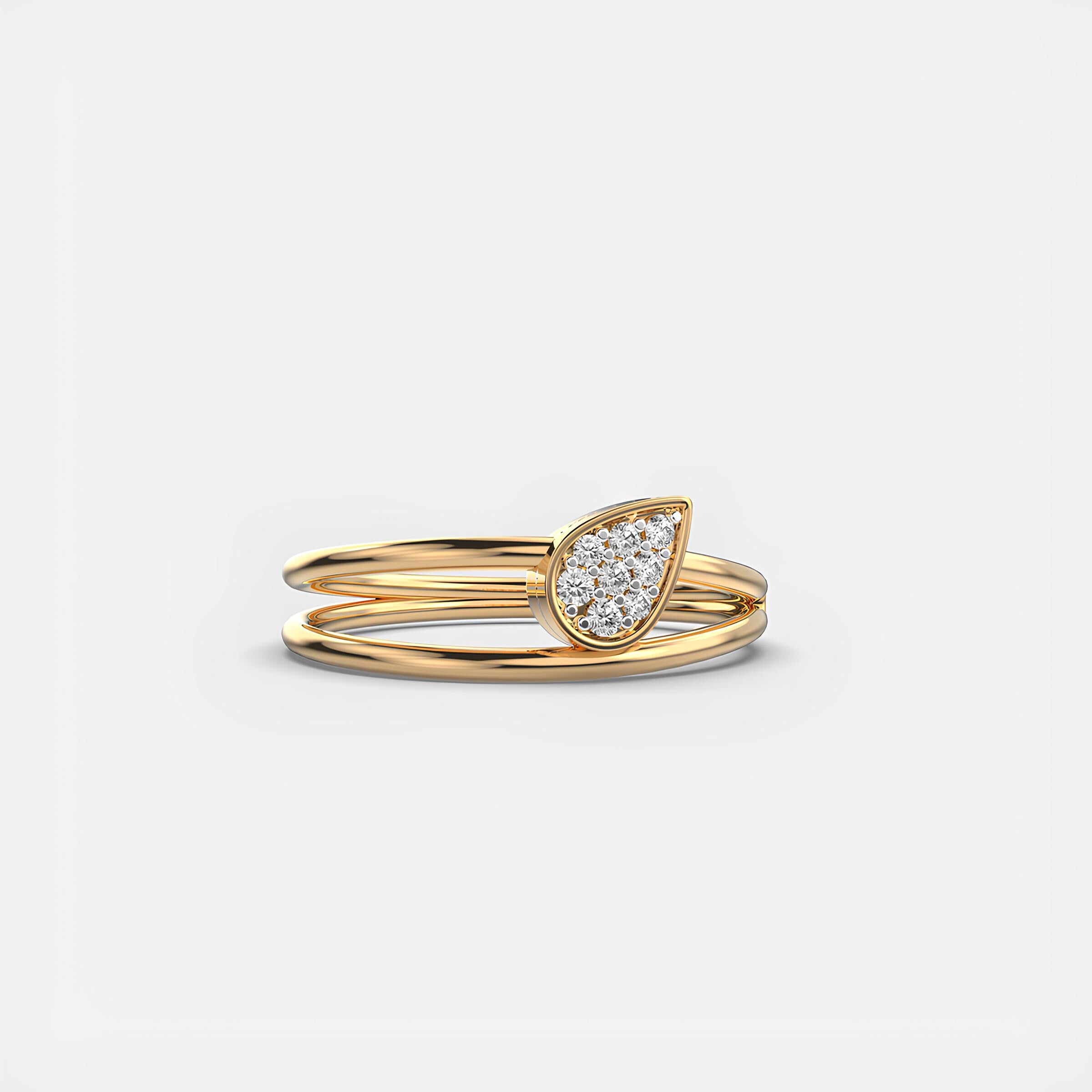 Classy Leaf-Inspired Half Eternity Wedding Band EF VS/SI Lab-Grown Diamonds in 14K Solid Gold Engagement Ring