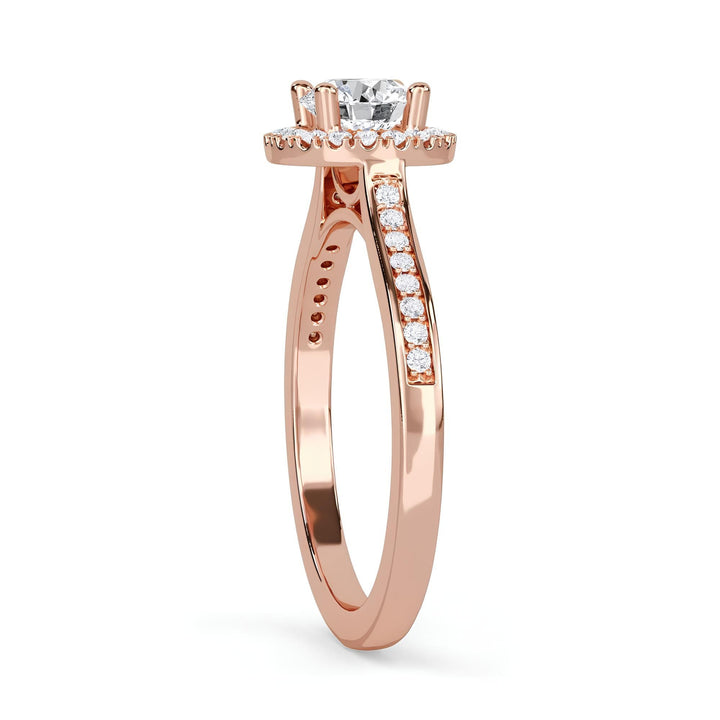 1.00 CT Round Lab Grown Diamond Halo Engagement Ring – EF VS/SI Certified Diamond in 14K Gold