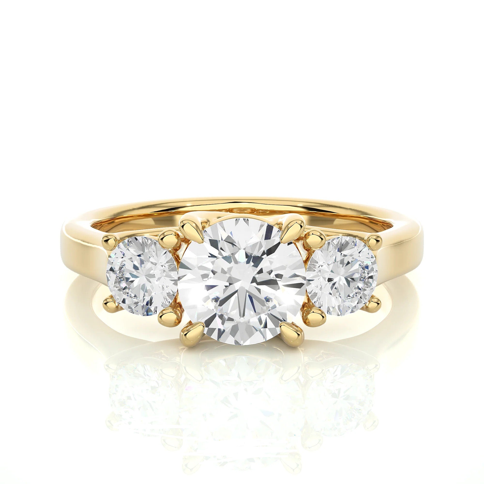 Round Three-Stone Engagement Ring – EF VS/SI Lab-Created Diamonds, Excellent Cut – Promise, Wedding, or Anniversary Ring for Her