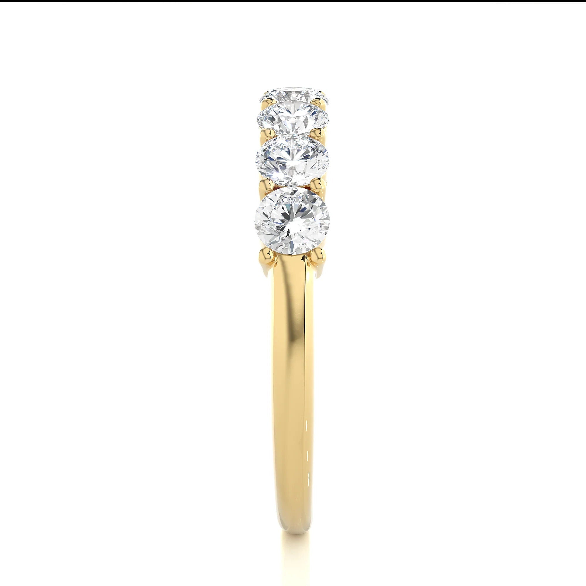 3.50 MM Round Cut VS/SI Lab Grown Diamond Band, Seven Stone Wedding Band, Wedding Gift, Bridal Set Band, Anniversary Gift, Diamond 14K Gold