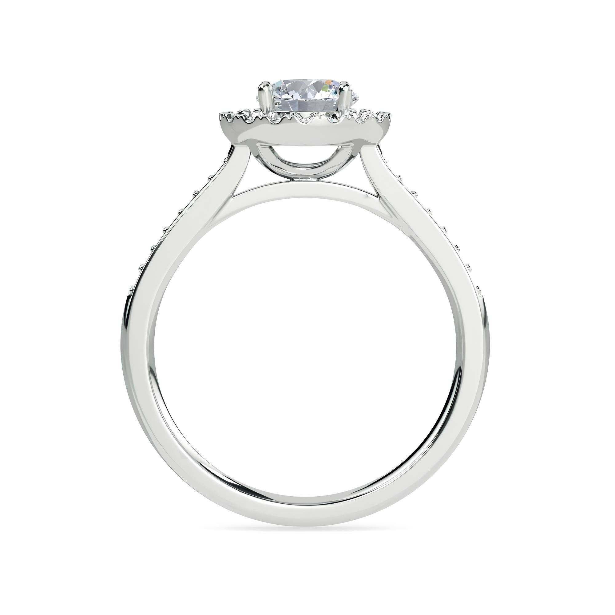 1.00 CT Round Lab-Grown Diamond Halo Engagement Ring EF VS/SI Certified Diamond in 14K Gold