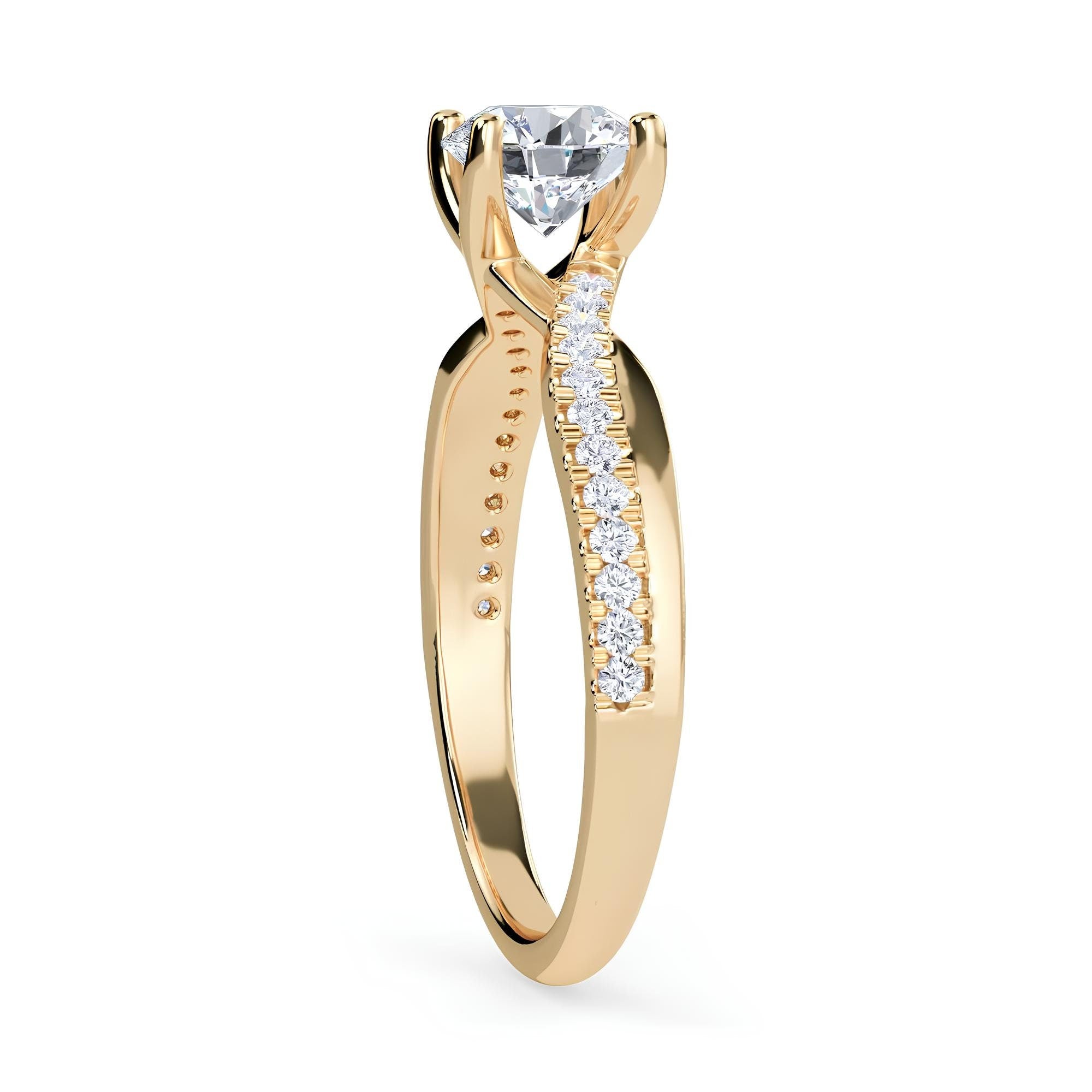 Timeless Elegance: EF VS/SI Lab-Grown Diamond Twisted Solitaire Engagement Ring in 14K Gold & Platinum – Perfect Anniversary or Wedding Gift for Her
