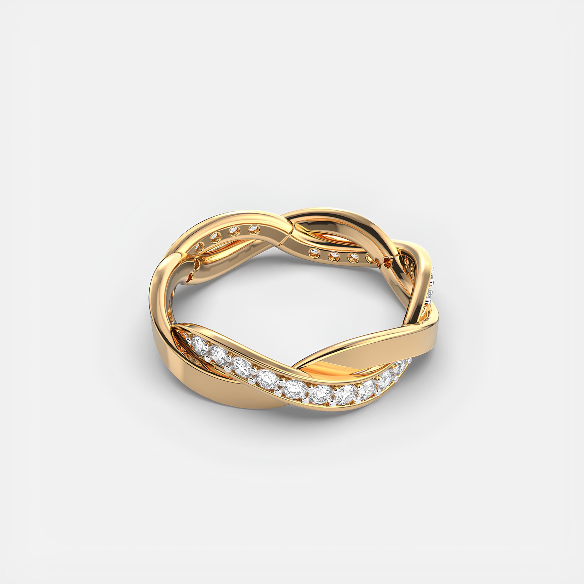 Round EF VS/SI Lab-Created Diamond Half Eternity Wedding Band – 14K Rose Gold