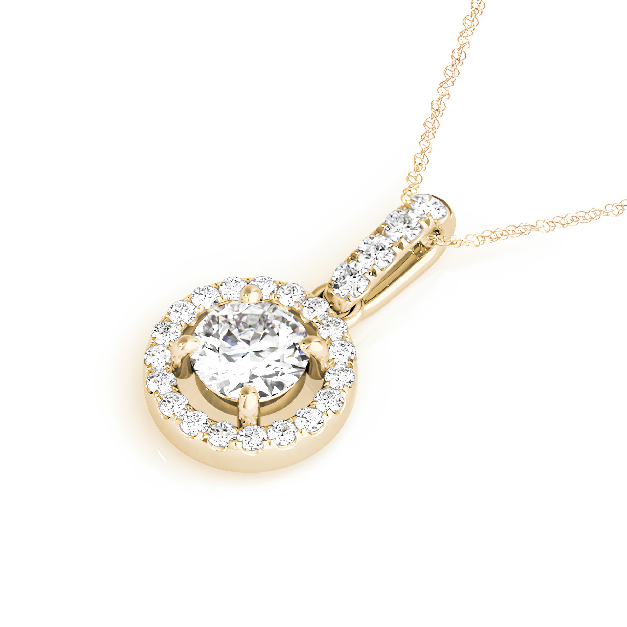 Halo Pendant Necklace 1.00 Carat EF VS/SI Lab Grown Round Diamond, IGI Certified Diamond Pendant Chain, Anniversary Gift, Gift For Women's