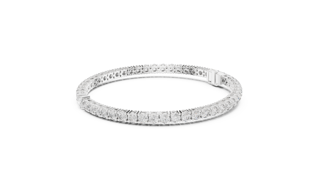 5.75CT EF VS/SI Lab Grown Round Certified Diamond Tennis Wedding Bracelet For Women's 14K White Gold