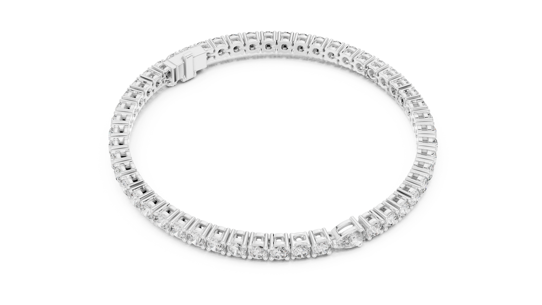 5.75CT EF VS/SI Lab Grown Round Certified Diamond Tennis Wedding Bracelet For Women's 14K White Gold