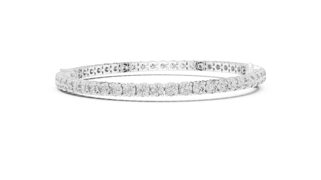 5.75CT EF VS/SI Lab Grown Round Certified Diamond Tennis Wedding Bracelet For Women's 14K White Gold