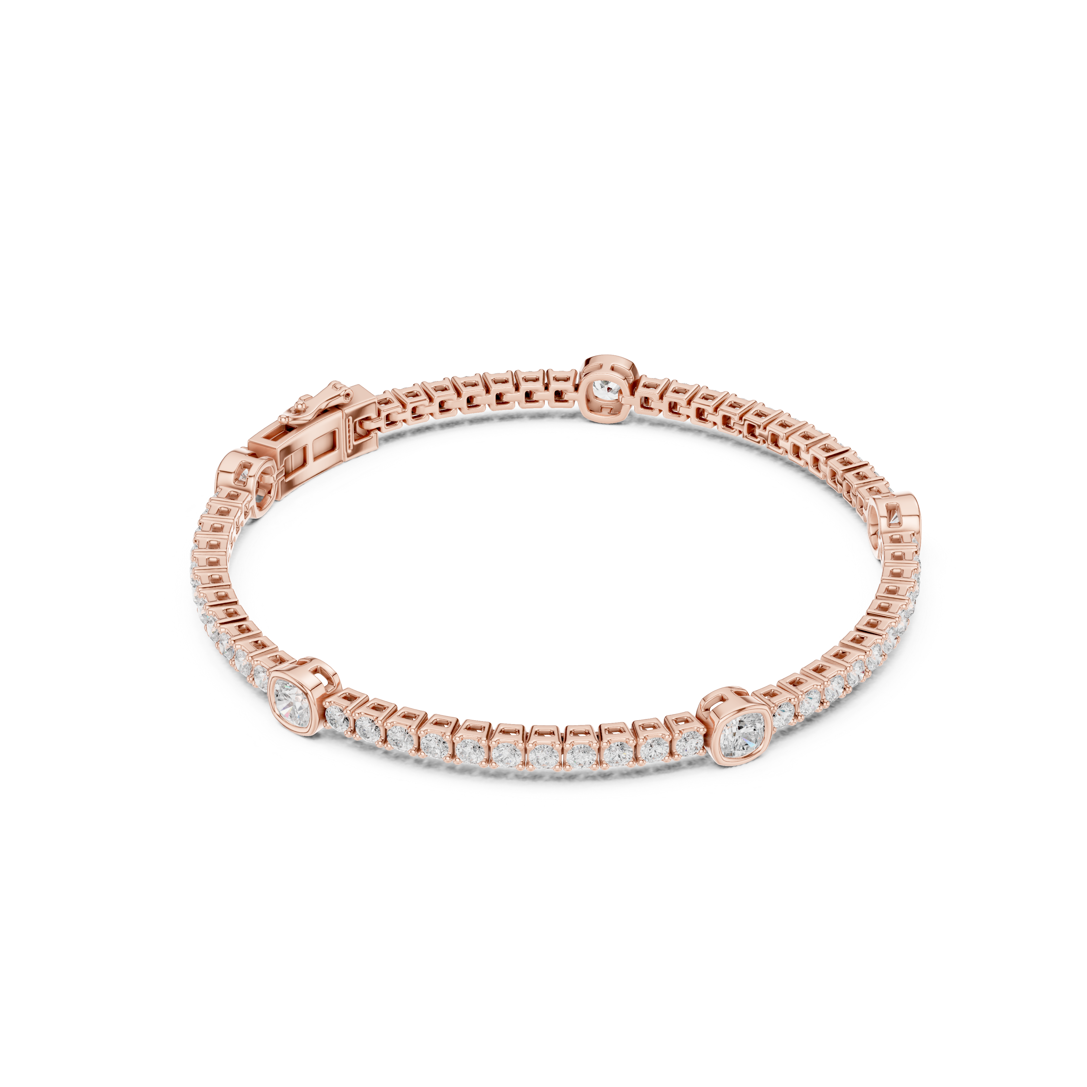 4.42CT EF VS/SI Lab Grown Round Certified Diamond Tennis Wedding Bracelet For Women's 14K White Gold