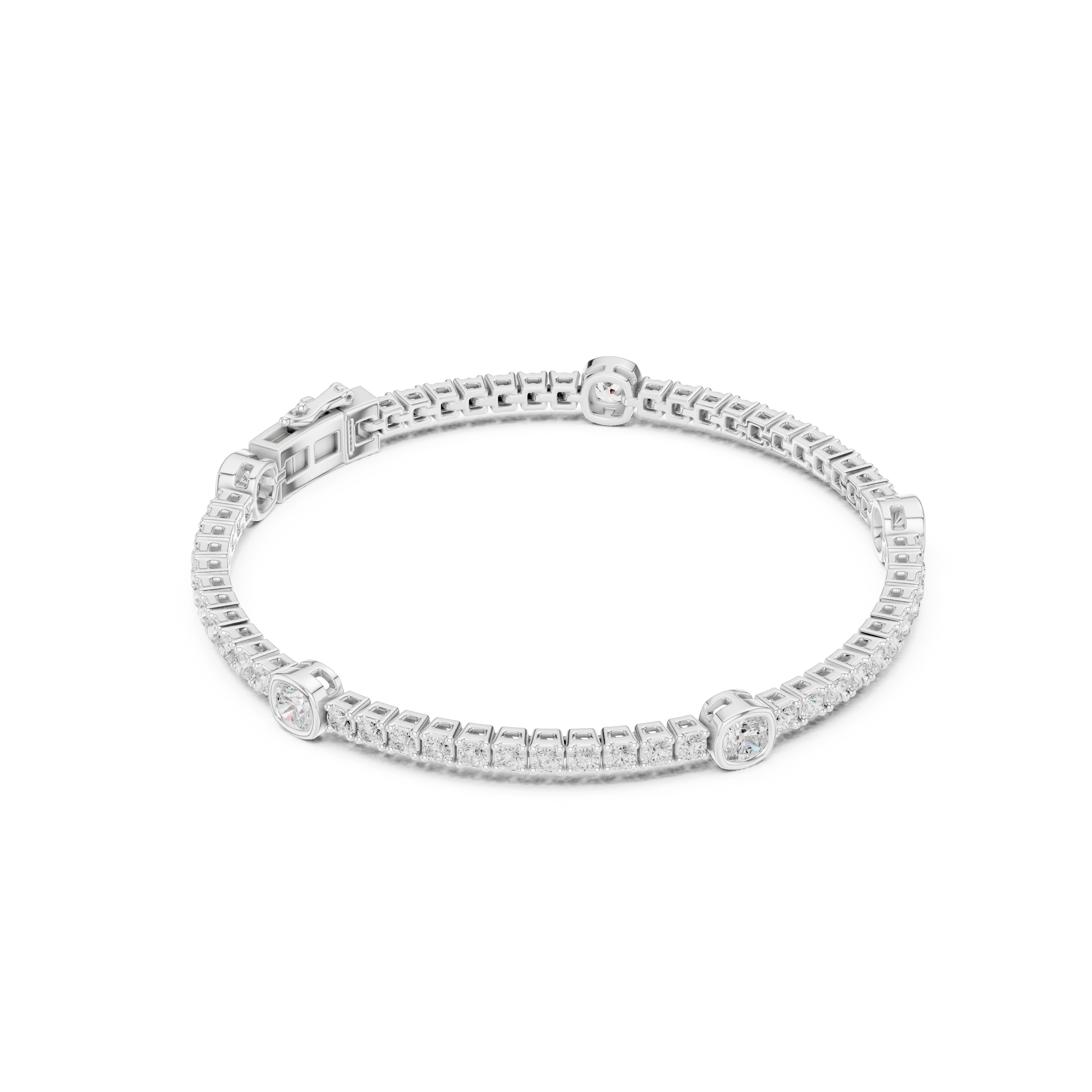 4.42CT EF VS/SI Lab Grown Round Certified Diamond Tennis Wedding Bracelet For Women's 14K White Gold