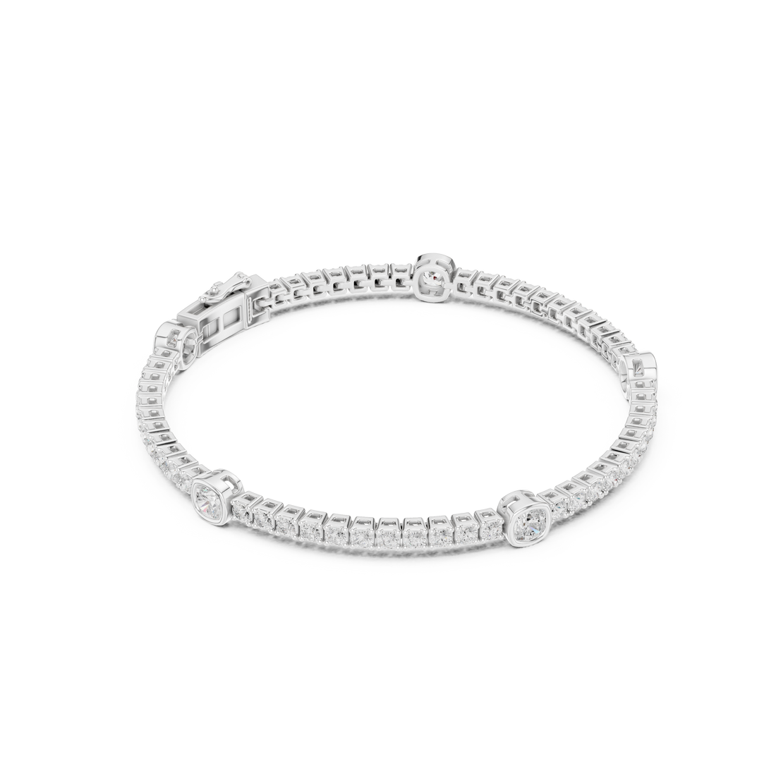 4.42CT EF VS/SI Lab Grown Round Certified Diamond Tennis Wedding Bracelet For Women's 14K White Gold