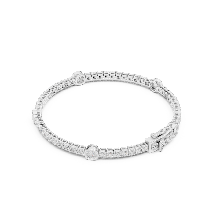 4.42CT EF VS/SI Lab Grown Round Certified Diamond Tennis Wedding Bracelet For Women's 14K White Gold