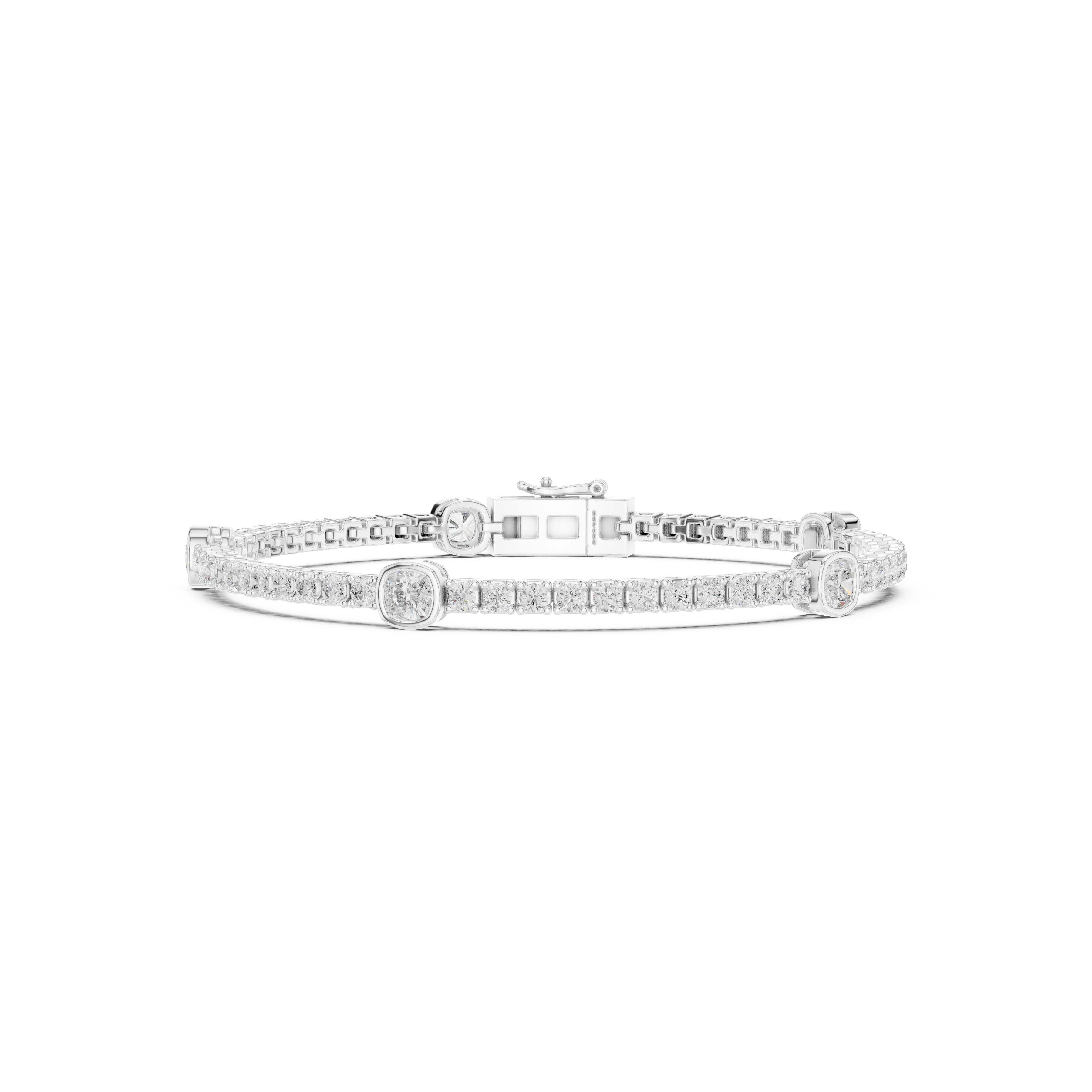4.42CT EF VS/SI Lab Grown Round Certified Diamond Tennis Wedding Bracelet For Women's 14K White Gold