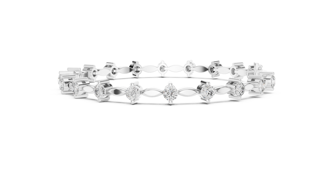 2.09 CT EF VS/SI Lab Grown Certified Round Cut Diamond Tennis Wedding Bracelet For Women's 14K Rose Gold