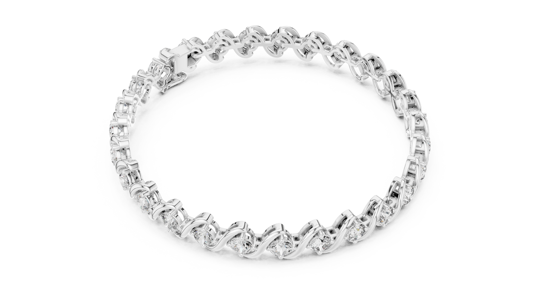 6.455 CT EF VS/SI Lab Grown Round Certified Diamond Tennis Wedding Bracelet For Women's 14K White Gold