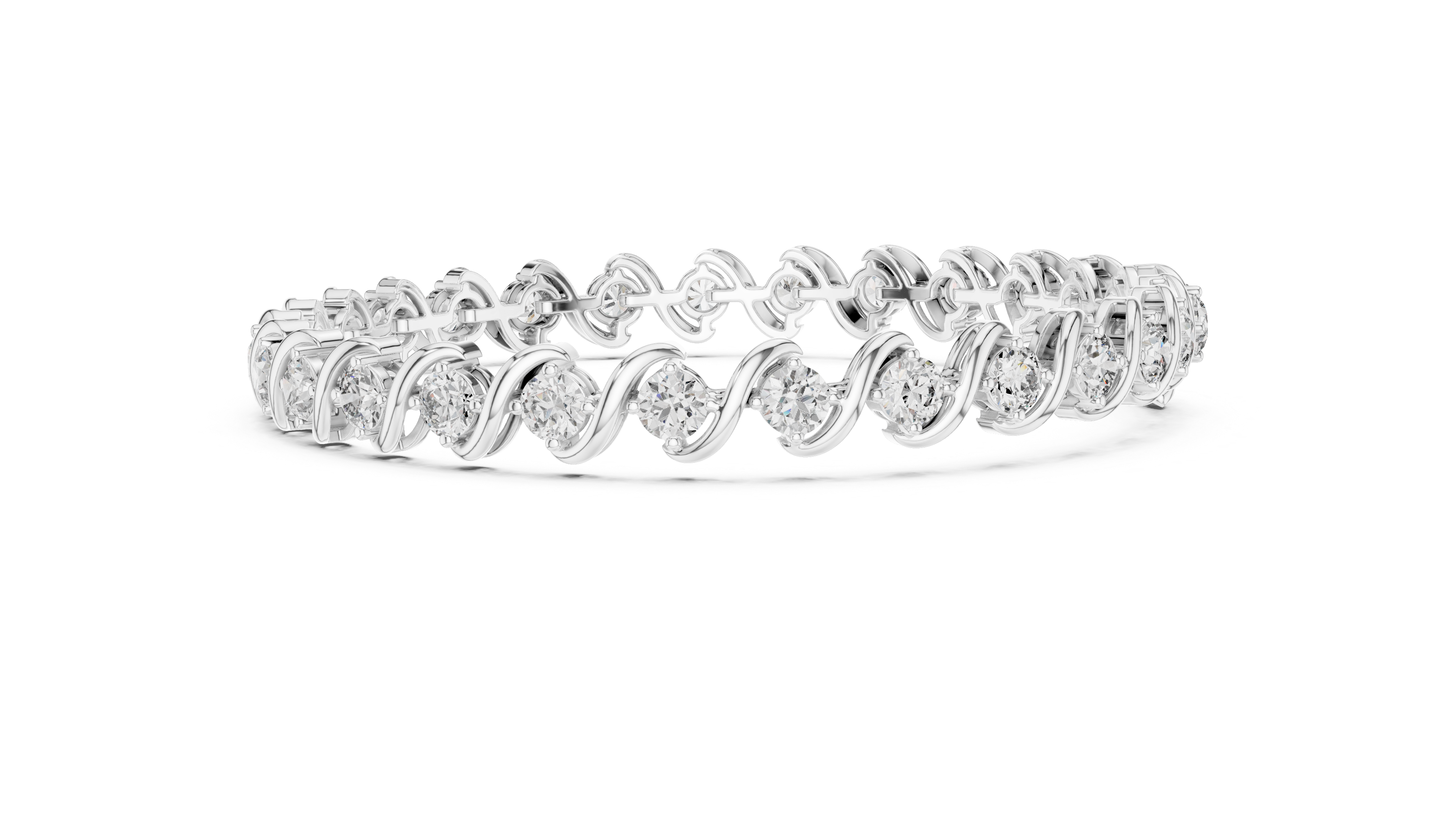 6.455 CT EF VS/SI Lab Grown Round Certified Diamond Tennis Wedding Bracelet For Women's 14K White Gold