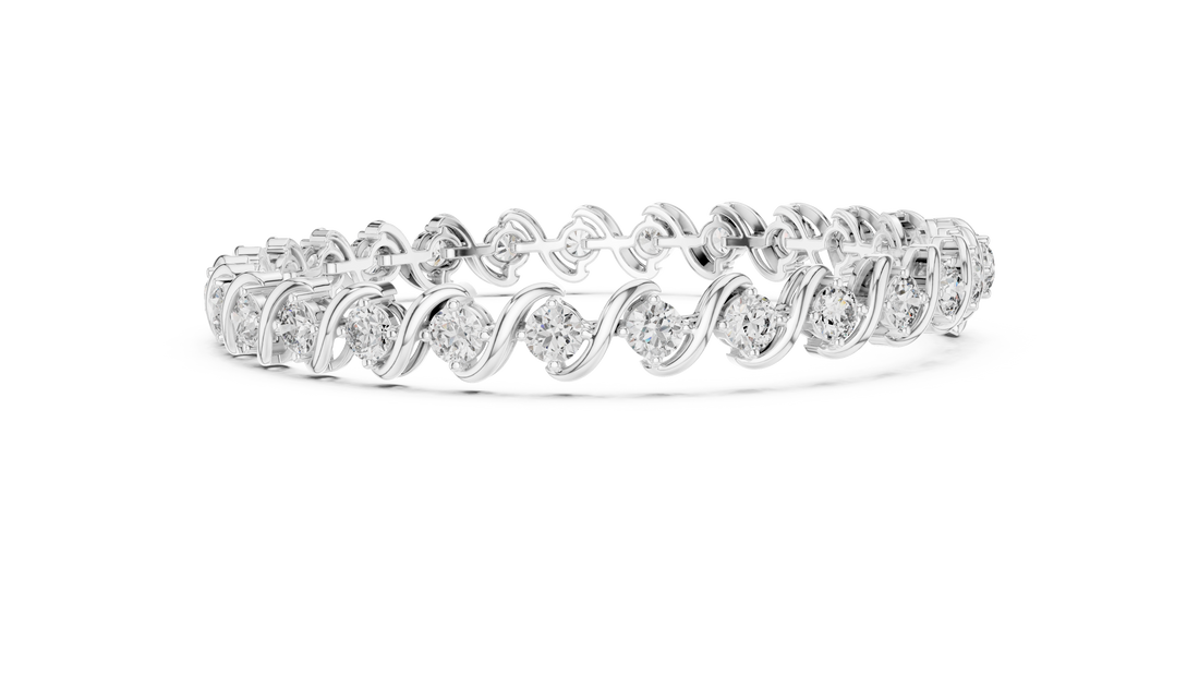 6.455 CT EF VS/SI Lab Grown Round Certified Diamond Tennis Wedding Bracelet For Women's 14K White Gold