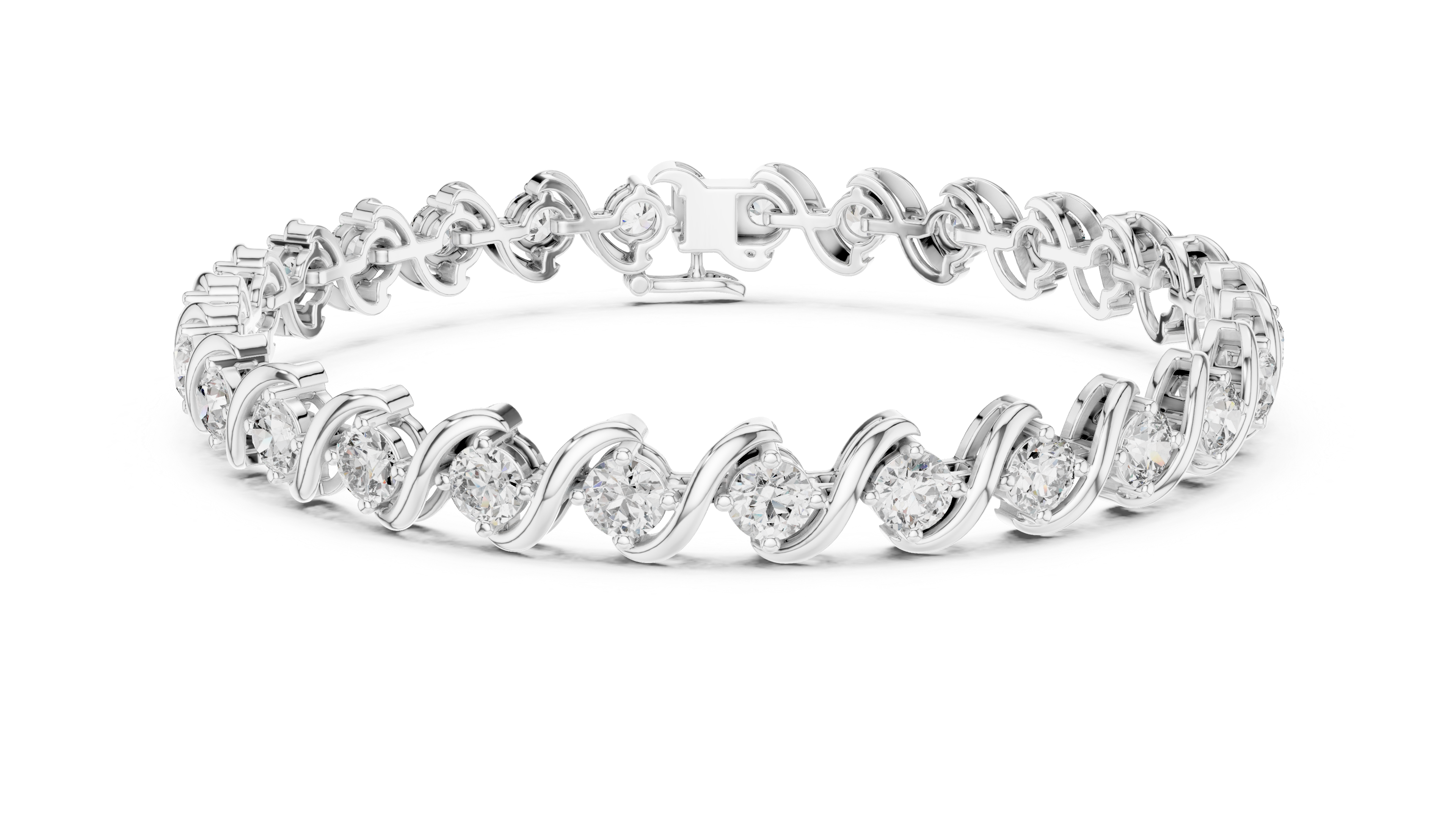 6.455 CT EF VS/SI Lab Grown Round Certified Diamond Tennis Wedding Bracelet For Women's 14K White Gold