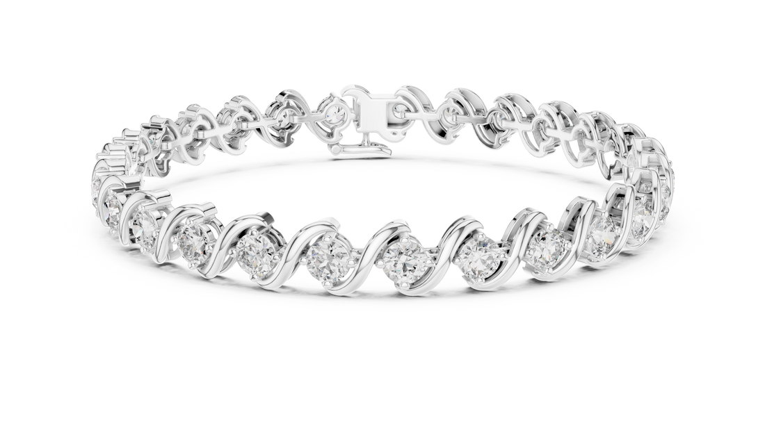 6.455 CT EF VS/SI Lab Grown Round Certified Diamond Tennis Wedding Bracelet For Women's 14K White Gold
