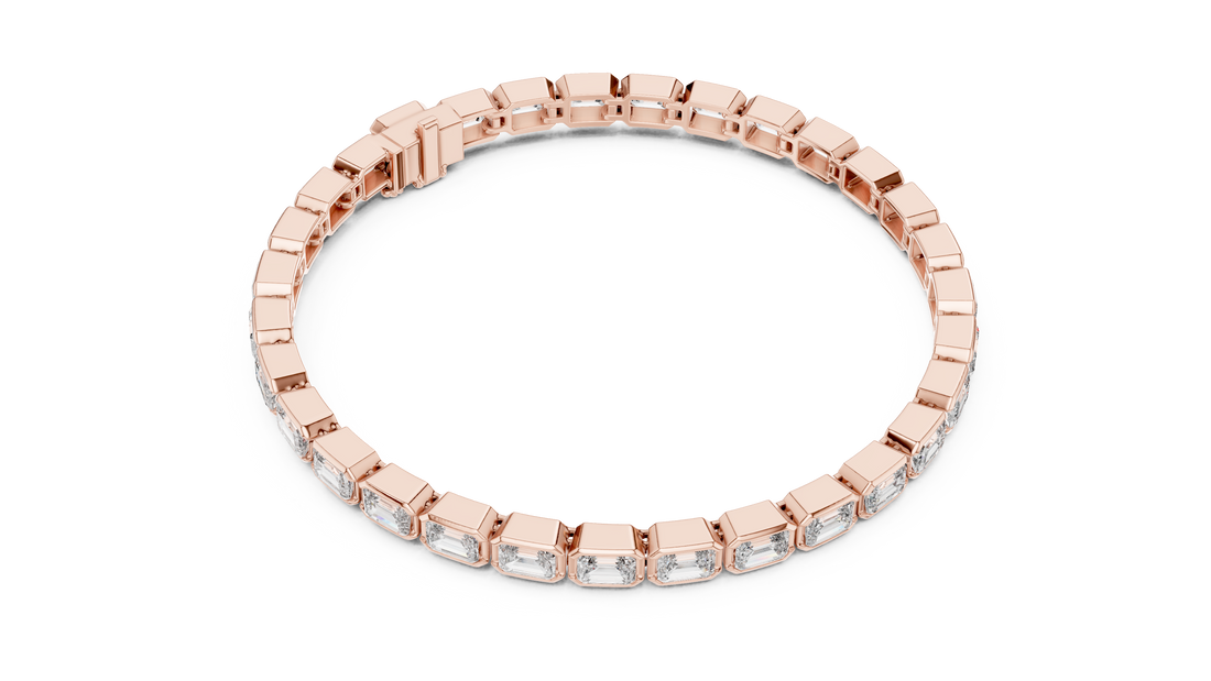 9.3 CT EF VS/SI Lab Grown Emerald Cut Diamond Tennis Wedding Bracelet For Women's 14K White Gold