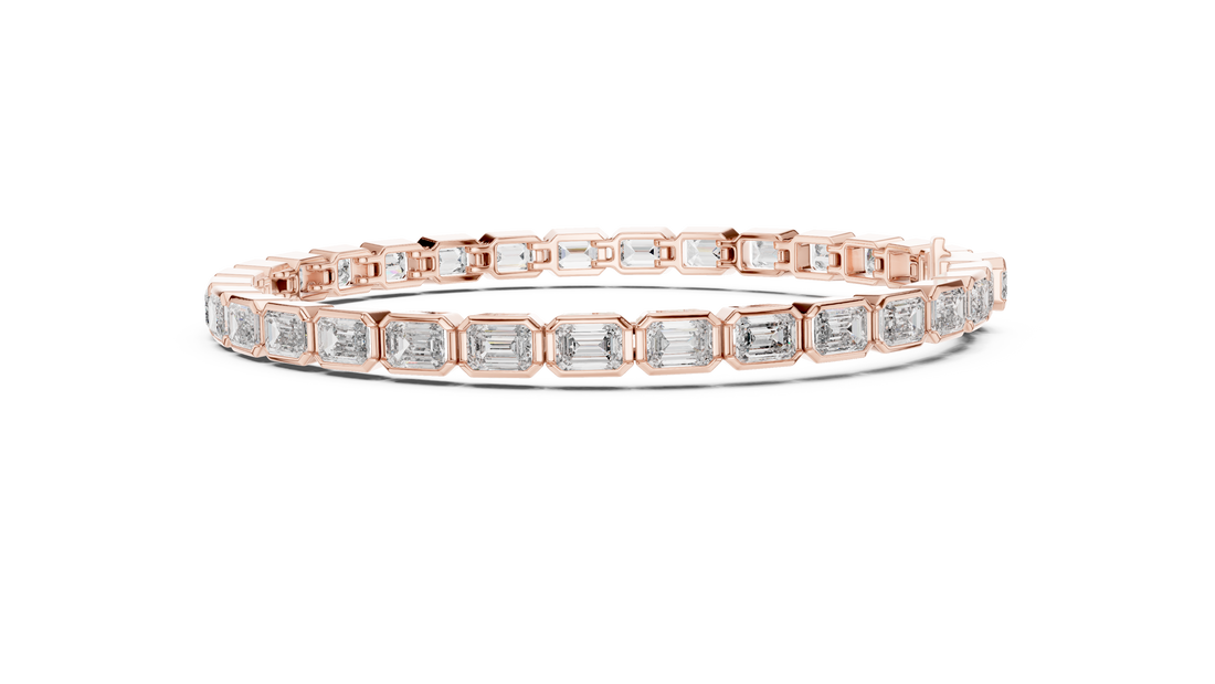 9.3 CT EF VS/SI Lab Grown Emerald Cut Diamond Tennis Wedding Bracelet For Women's 14K White Gold