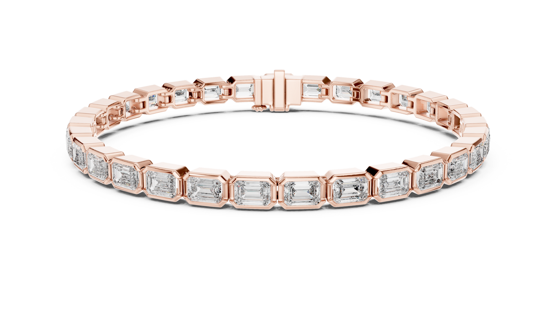 9.3 CT EF VS/SI Lab Grown Emerald Cut Diamond Tennis Wedding Bracelet For Women's 14K White Gold