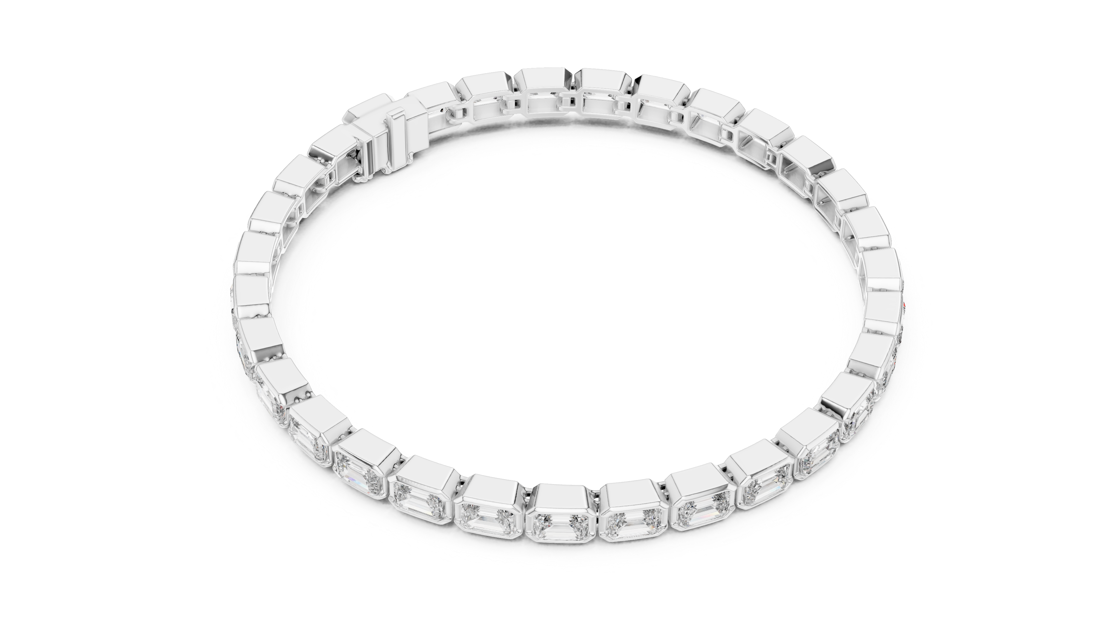 9.3 CT EF VS/SI Lab Grown Emerald Cut Diamond Tennis Wedding Bracelet For Women's 14K White Gold