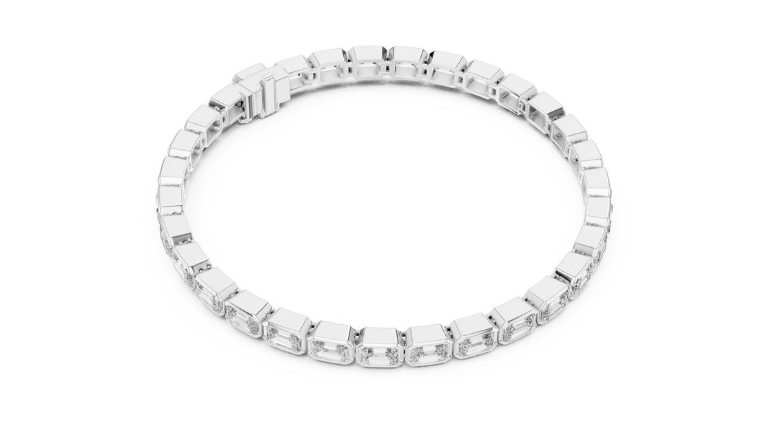 9.3 CT EF VS/SI Lab Grown Emerald Cut Diamond Tennis Wedding Bracelet For Women's 14K White Gold