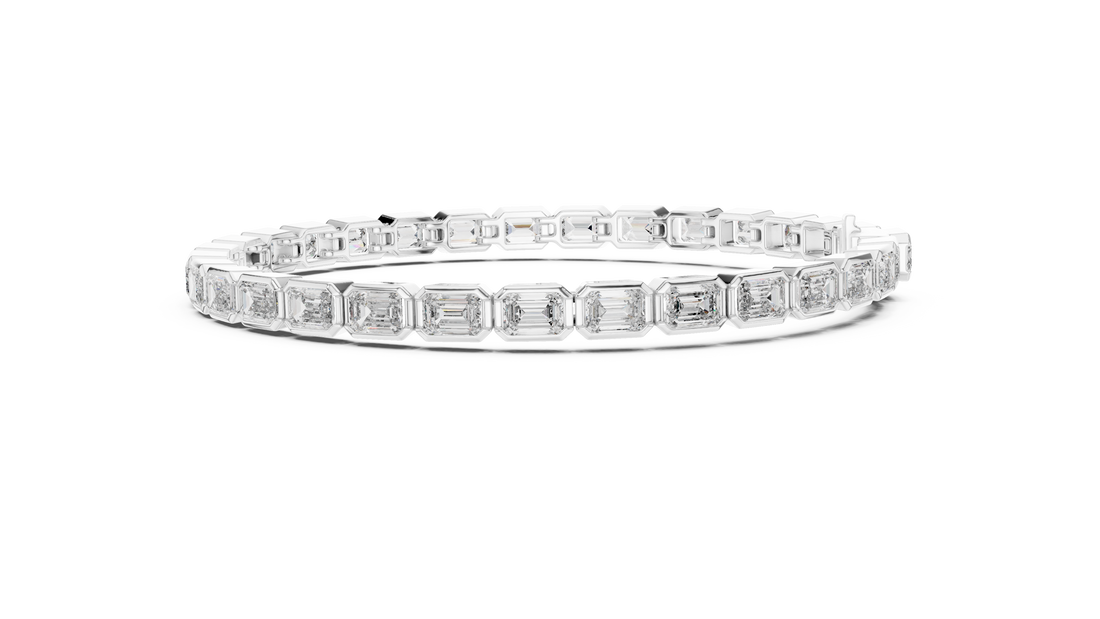 9.3 CT EF VS/SI Lab Grown Emerald Cut Diamond Tennis Wedding Bracelet For Women's 14K White Gold