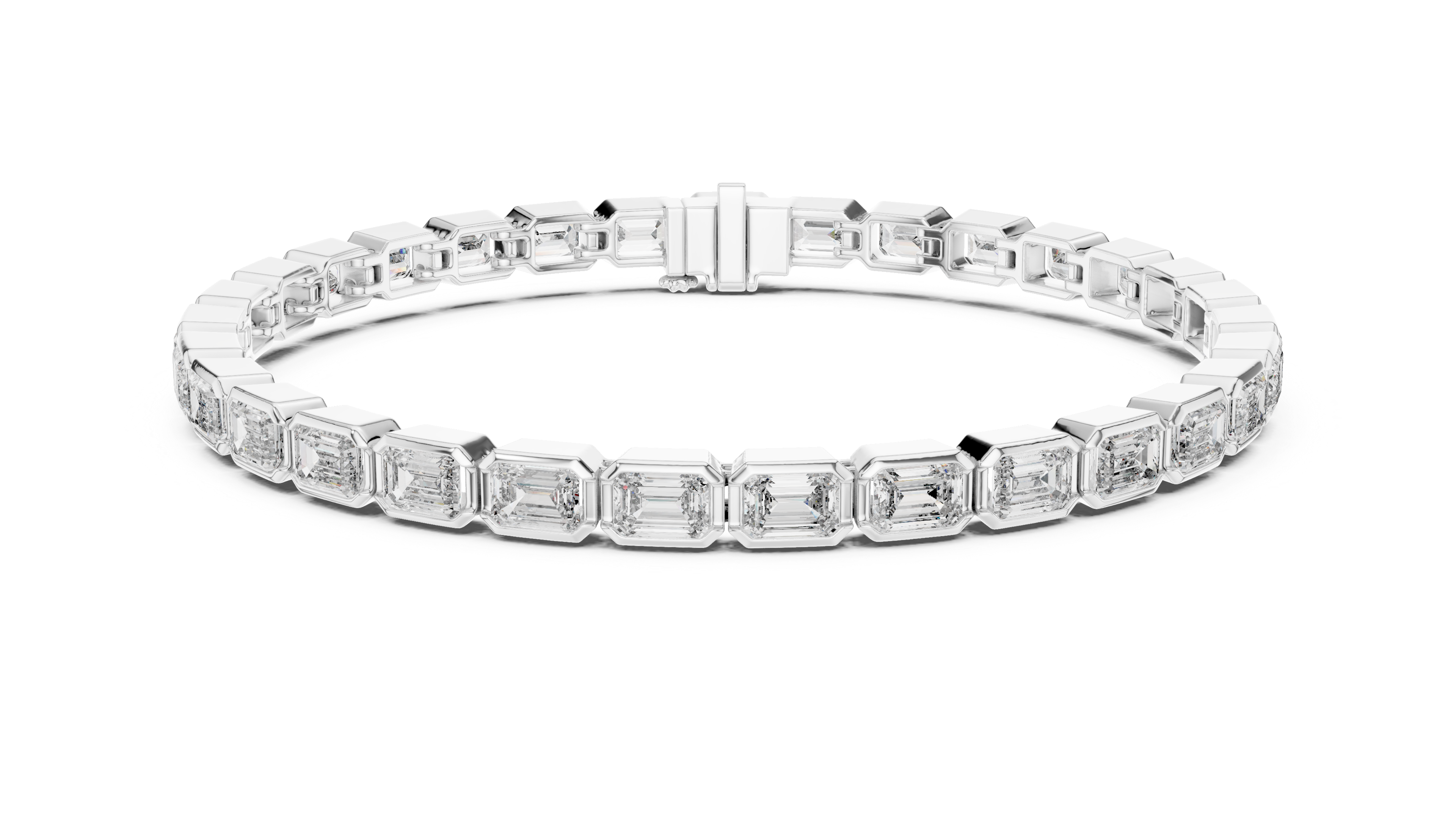 9.3 CT EF VS/SI Lab Grown Emerald Cut Diamond Tennis Wedding Bracelet For Women's 14K White Gold
