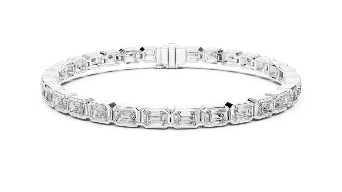 9.3 CT EF VS/SI Lab Grown Emerald Cut Diamond Tennis Wedding Bracelet For Women's 14K White Gold