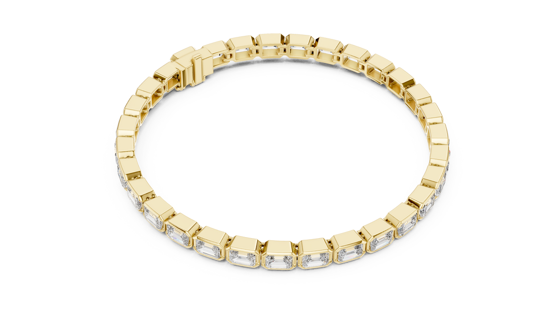 9.3 CT EF VS/SI Lab Grown Emerald Cut Diamond Tennis Wedding Bracelet For Women's 14K White Gold