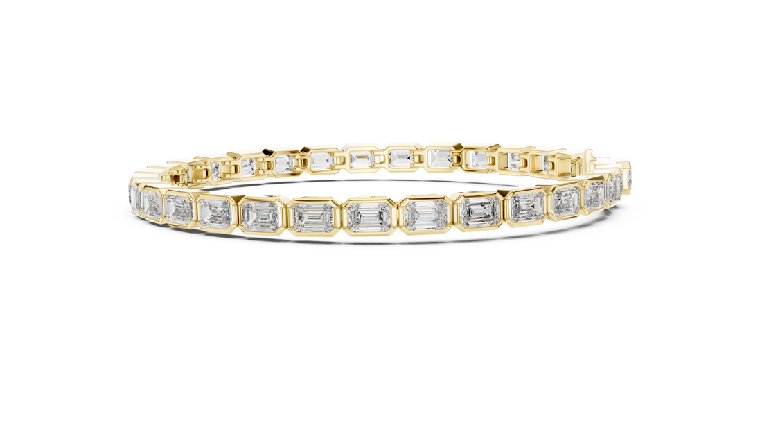 9.3 CT EF VS/SI Lab Grown Emerald Cut Diamond Tennis Wedding Bracelet For Women's 14K White Gold