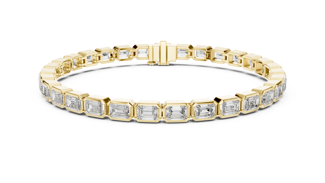 9.3 CT EF VS/SI Lab Grown Emerald Cut Diamond Tennis Wedding Bracelet For Women's 14K White Gold