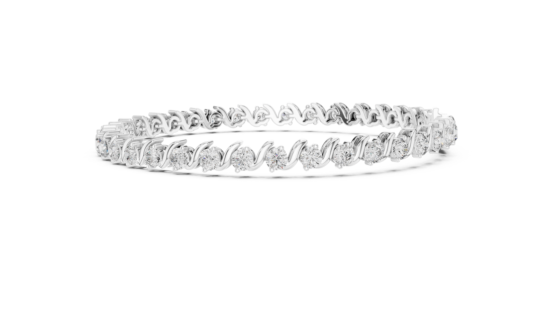 3.6 CT EF VS/SI Lab Grown Round Cut Diamond Tennis Wedding Bracelet For Women's 14K White Gold