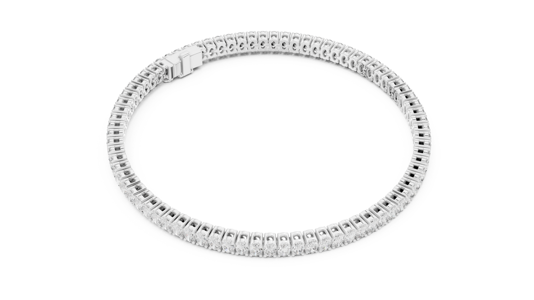 11.85 CT EF VS/SI Lab Grown Oval Cut Diamond Tennis Wedding Bracelet For Women's 14K Yellow Gold