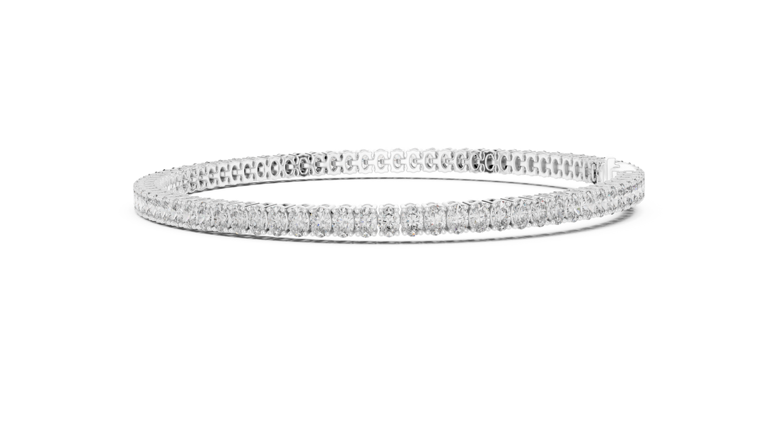 11.85 CT EF VS/SI Lab Grown Oval Cut Diamond Tennis Wedding Bracelet For Women's 14K Yellow Gold
