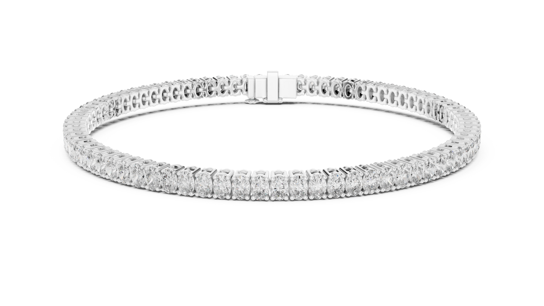11.85 CT EF VS/SI Lab Grown Oval Cut Diamond Tennis Wedding Bracelet For Women's 14K Yellow Gold