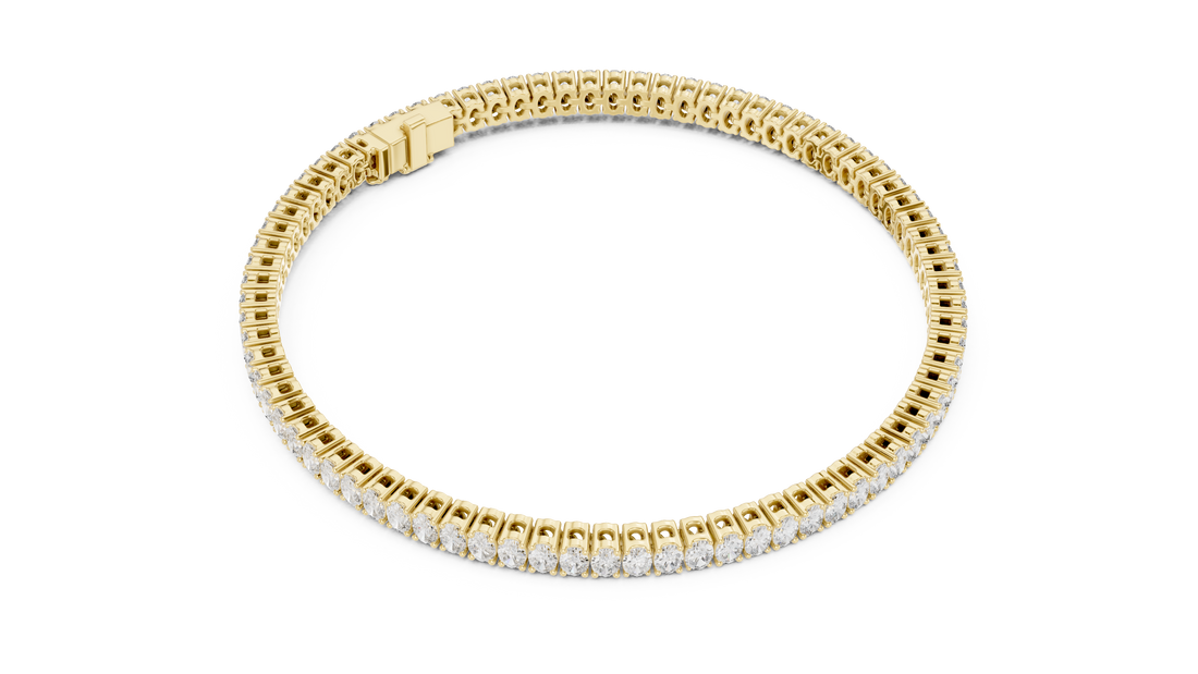 11.85 CT EF VS/SI Lab Grown Oval Cut Diamond Tennis Wedding Bracelet For Women's 14K Yellow Gold