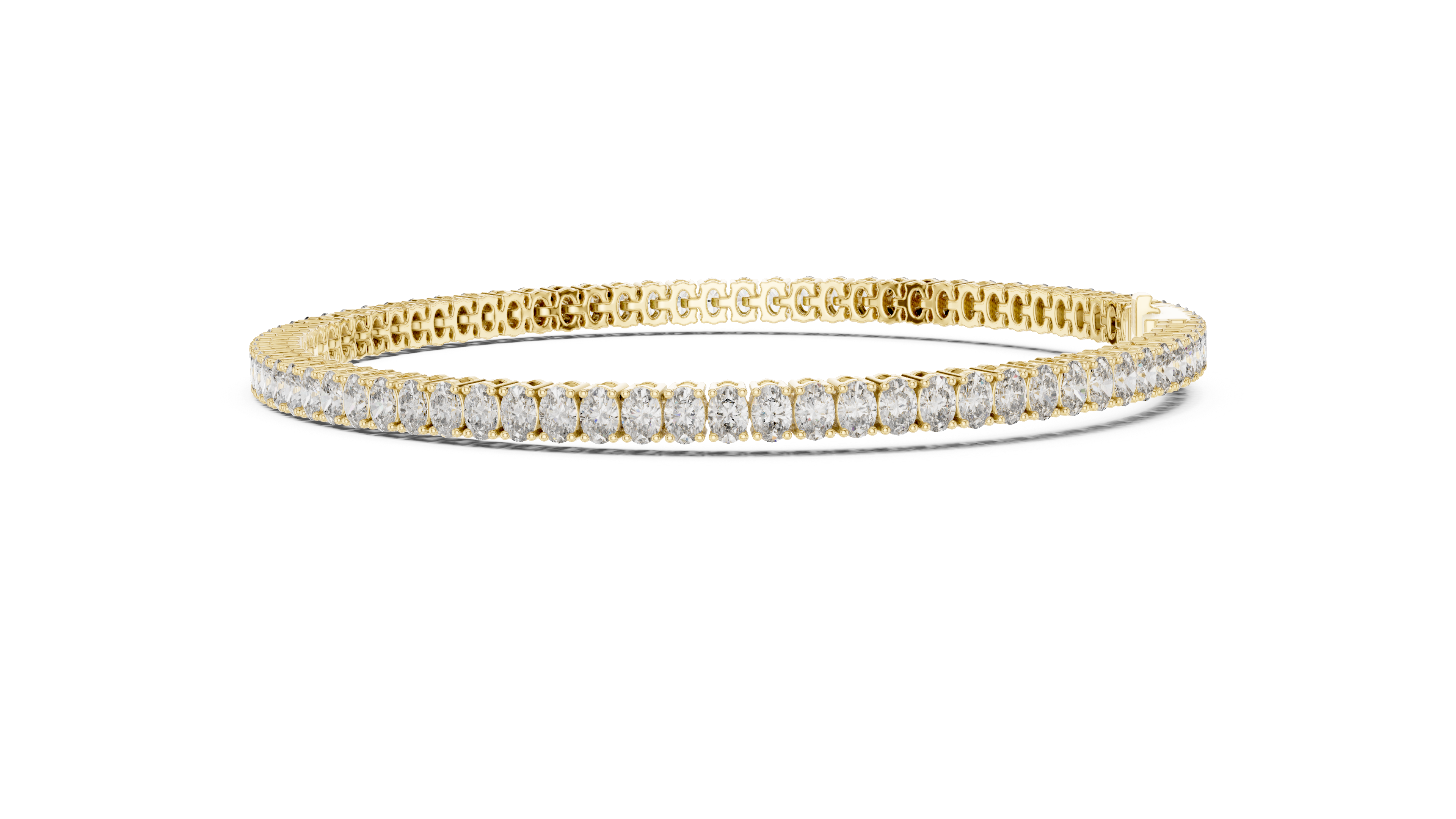11.85 CT EF VS/SI Lab Grown Oval Cut Diamond Tennis Wedding Bracelet For Women's 14K Yellow Gold