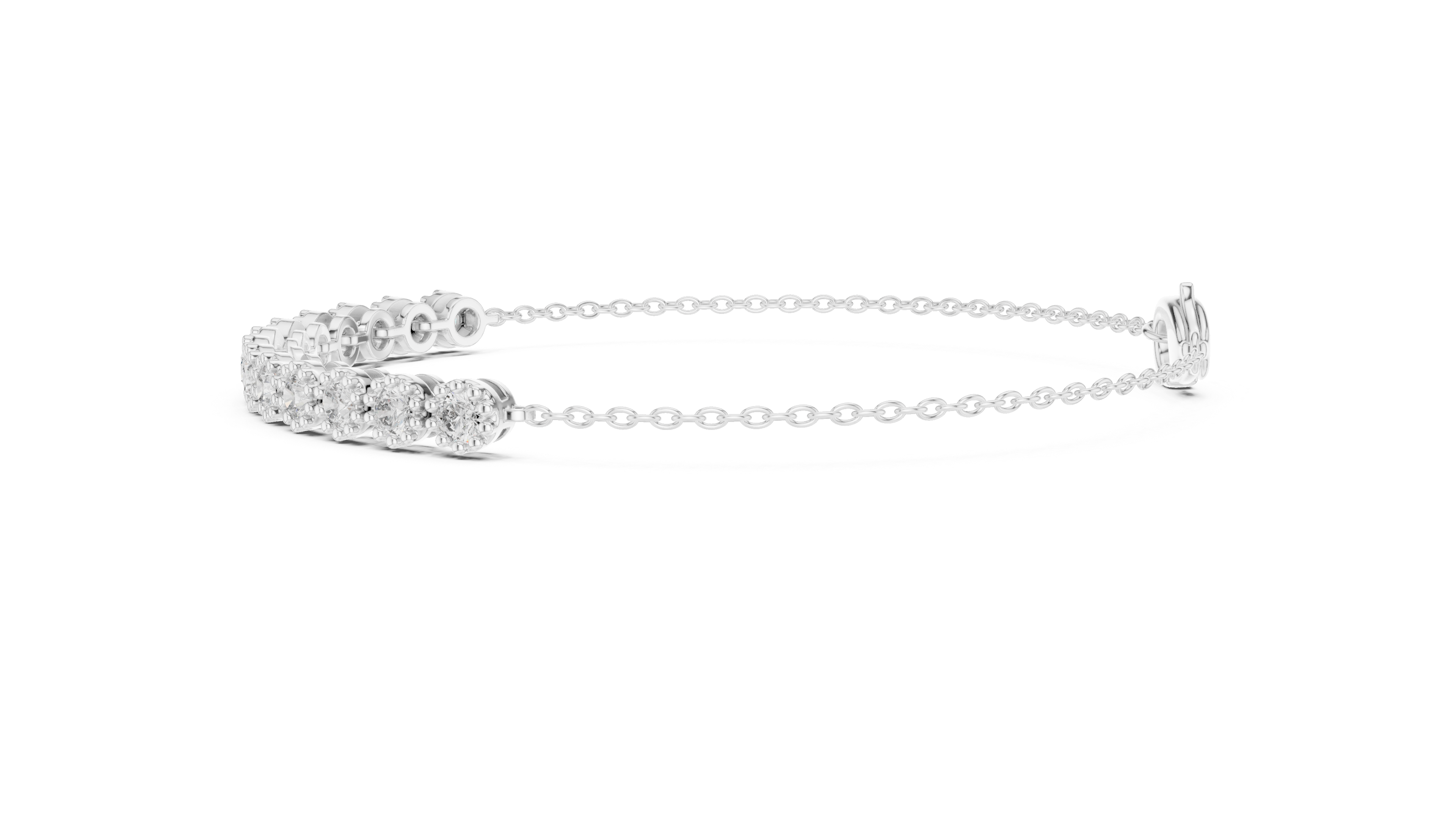 2.09 CT EF VS/SI Lab Grown Certified Round Cut Diamond Chain Wedding Bracelet For Women's 14K Rose Gold