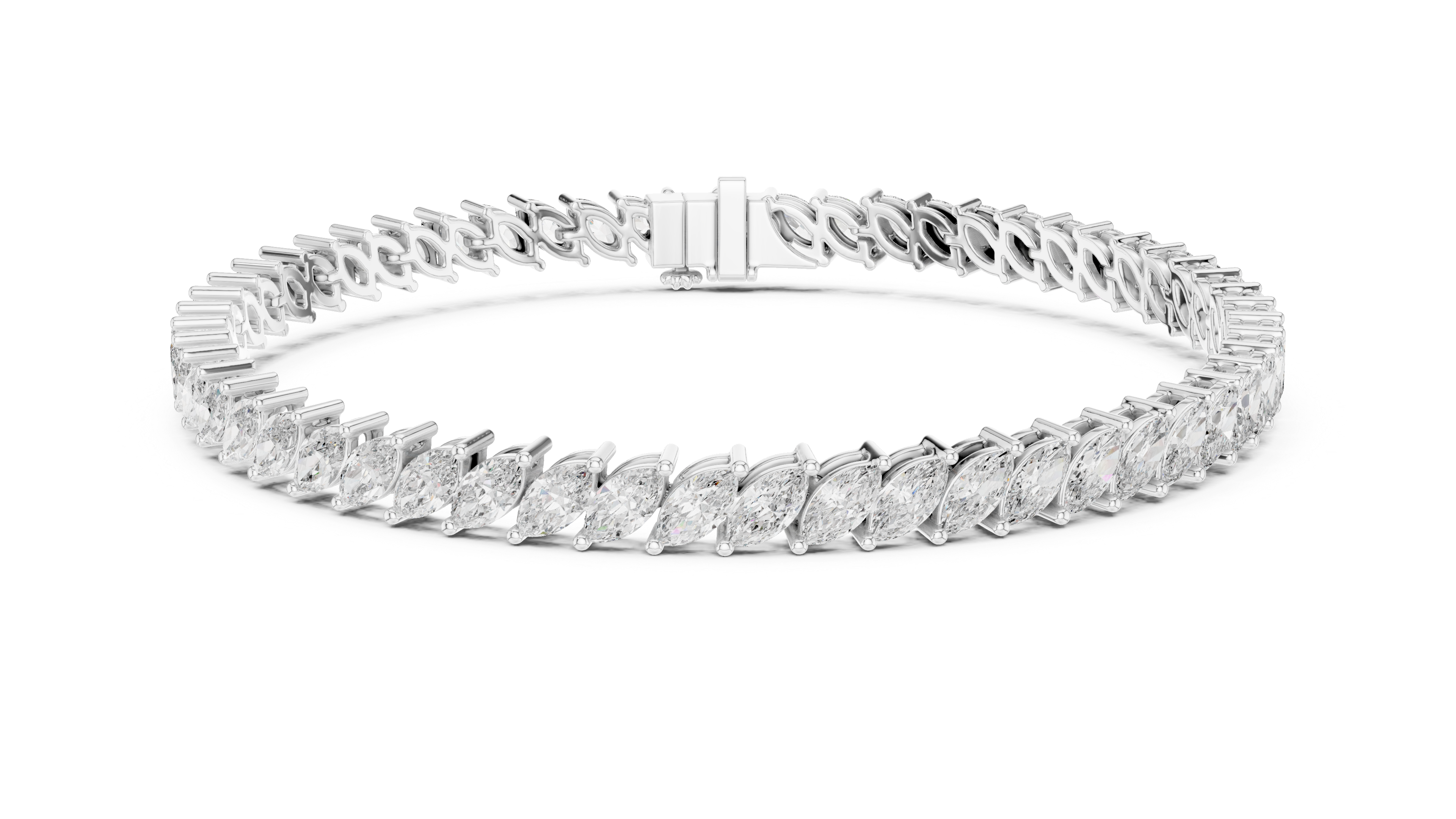 8.4 CT EF VS/SI Lab Grown Certified Marquise Cut Diamond Tennis Wedding Bracelet For Women's 14K White Gold