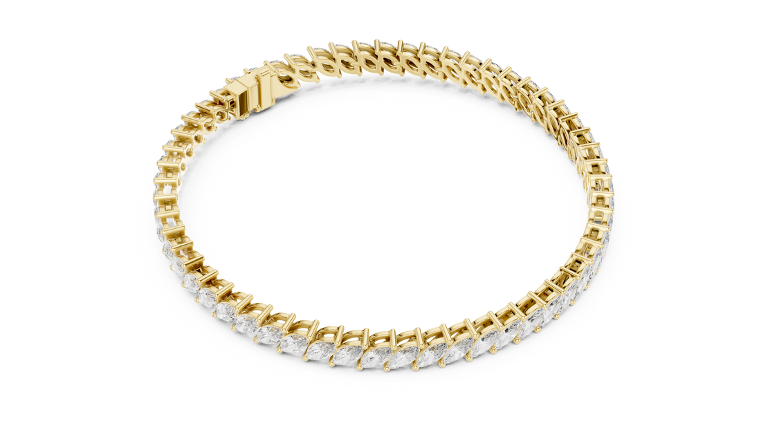 8.4 CT EF VS/SI Lab Grown Certified Marquise Cut Diamond Tennis Wedding Bracelet For Women's 14K White Gold